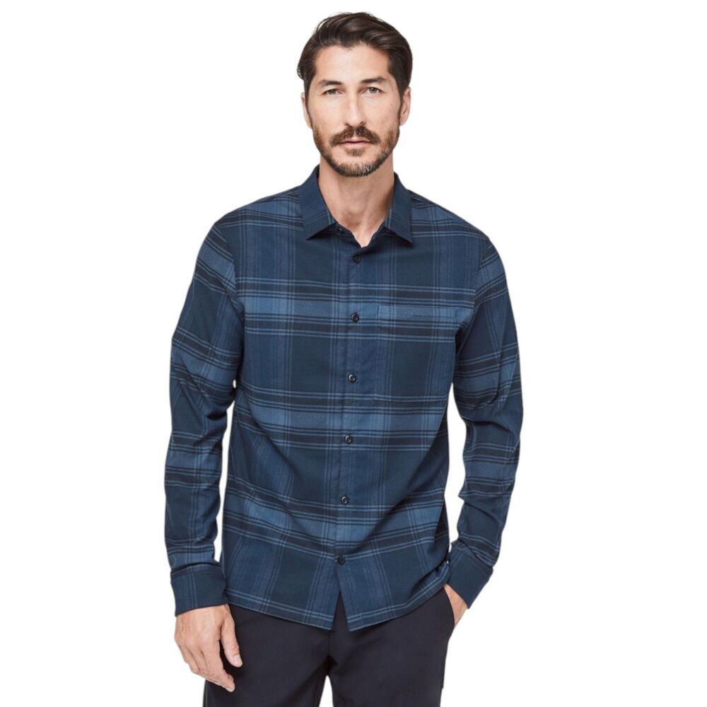 Lululemon Men's Masons Peak Plaid Flannel Blue XXL